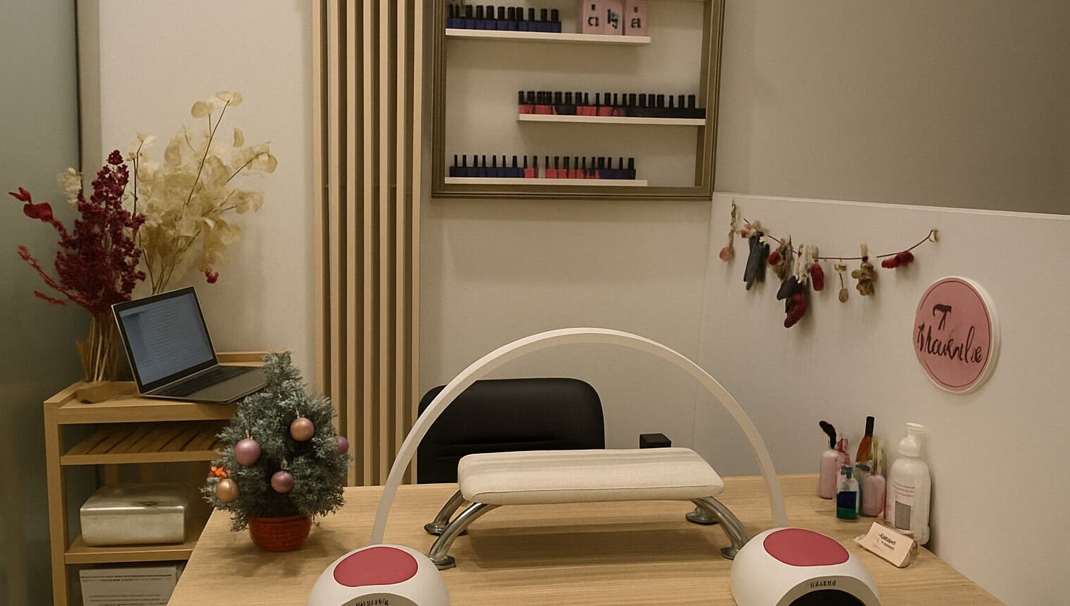 Stazione manicure elegante presso Nails_Lab a Faenza, Emilia-romagna, IT con decorazioni eleganti.