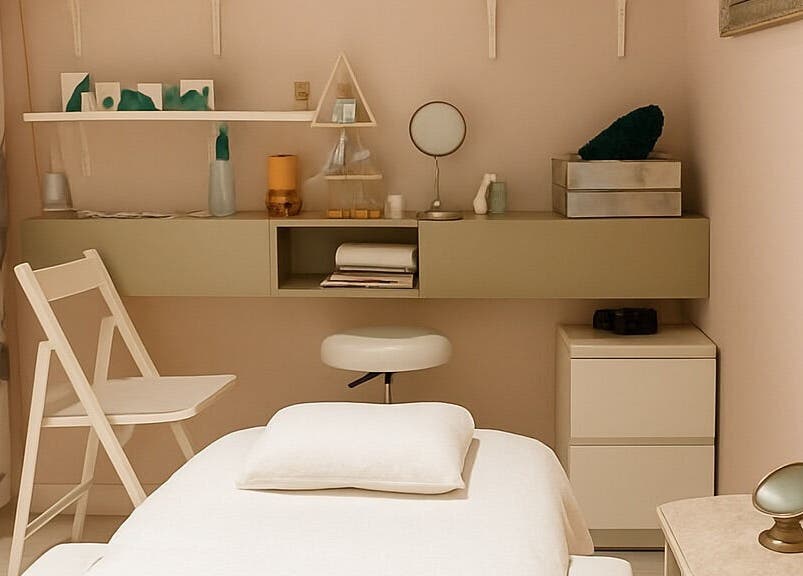 Stanza spa tranquilla a Nails_Lab, Faenza, Emilia-romagna, IT con arredo elegante e letto relax.