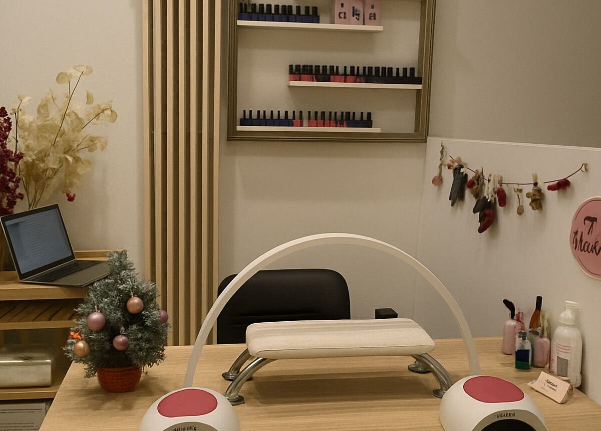 Postazione manicure elegante presso Nails_Lab a Faenza, Emilia-romagna, IT, con decorazioni raffinate.