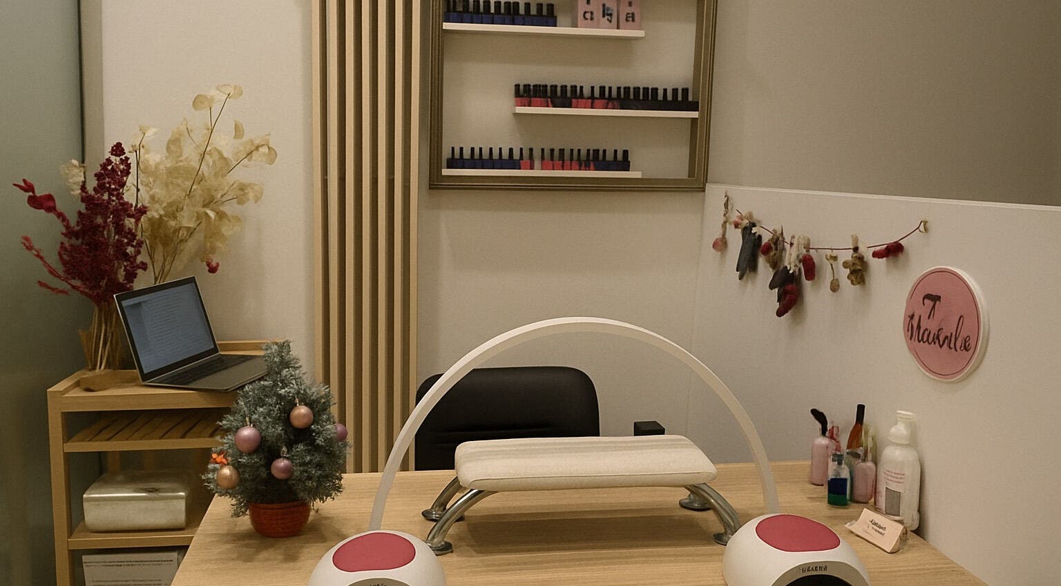 Postazione manicure elegante presso Nails_Lab a Faenza, Emilia-romagna, IT, con decorazioni raffinate.