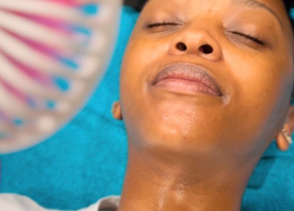 Client enjoying facial treatment at Skincare & Aesthetics Clinic, Pretoria, Gauteng, ZA.