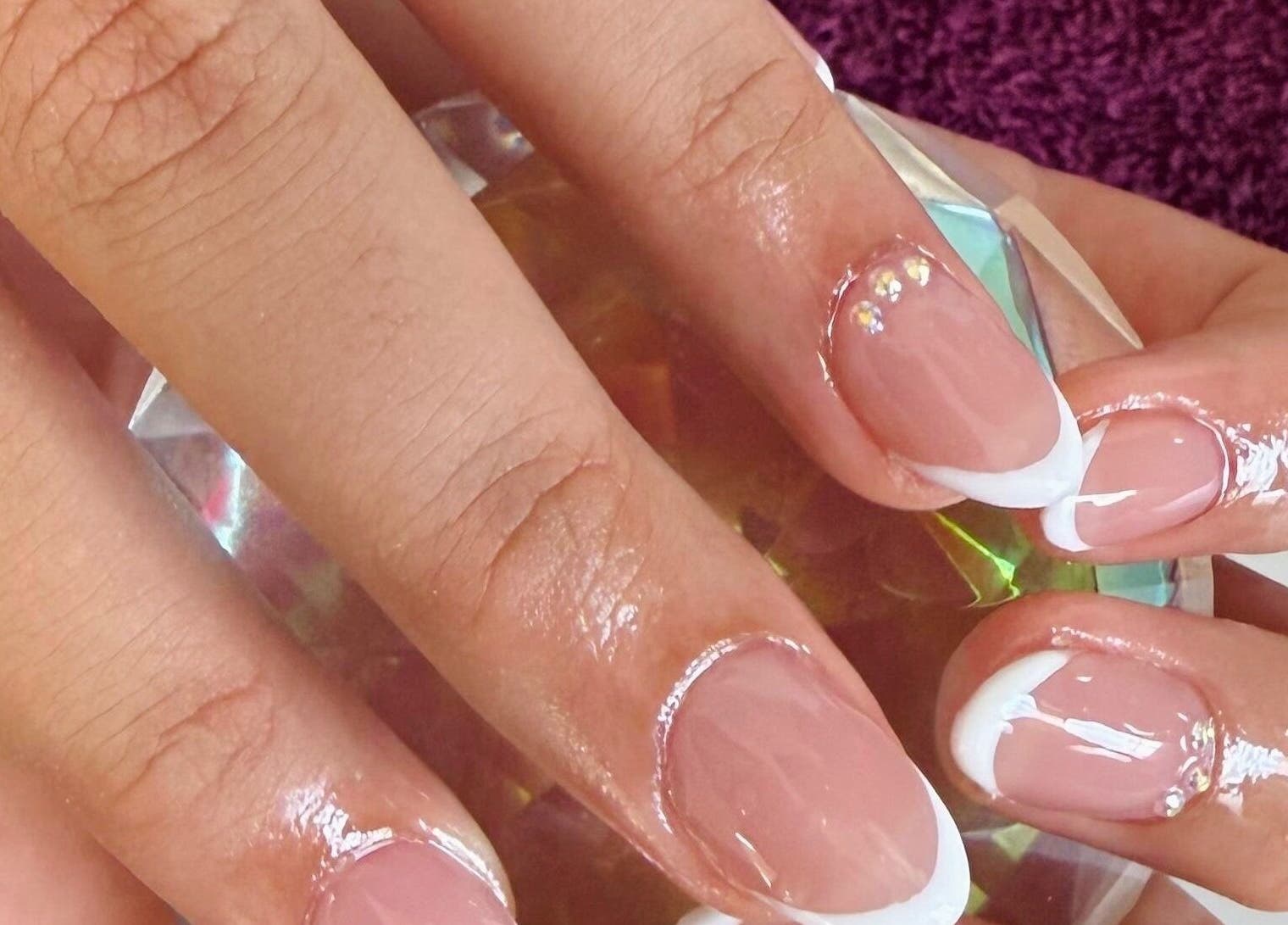 Elegant manicure with gems at Ash Beauty Collective, Cape Town, Western Cape, ZA.