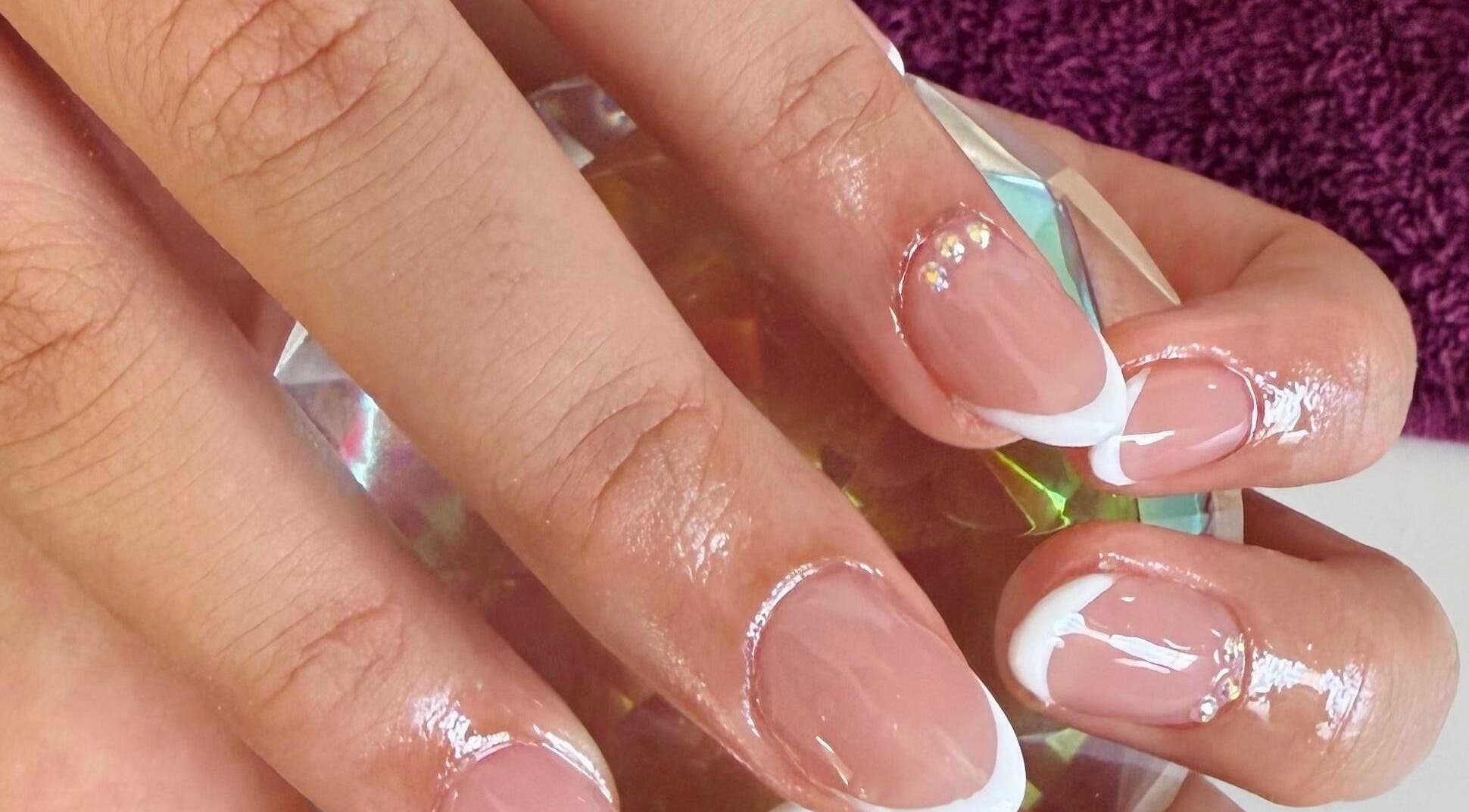 Elegant manicure with gems at Ash Beauty Collective, Cape Town, Western Cape, ZA.