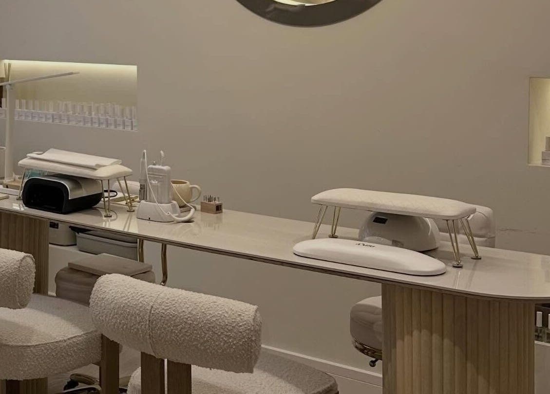 Modern nail salon at Nails By Bel, Clayton-le-woods, England, GB, featuring a sleek nail station setup.