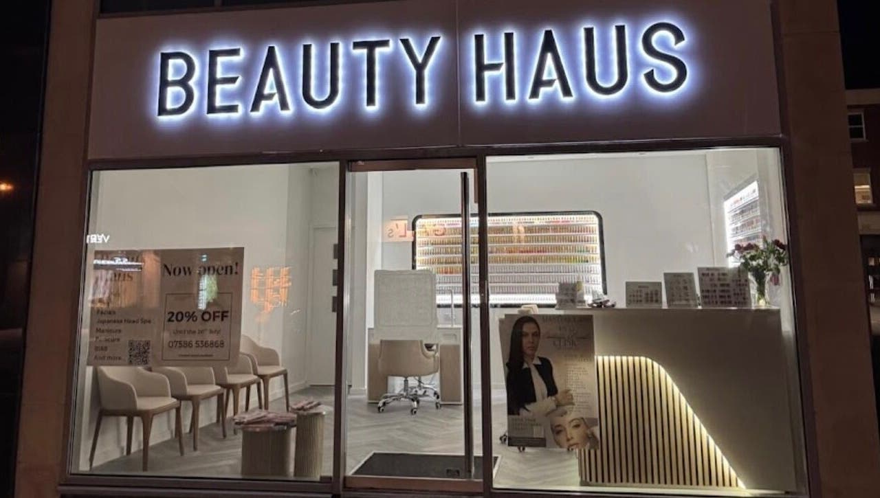 Beauté by s in Wilmslow, England, GB with illuminated sign and inviting interior.