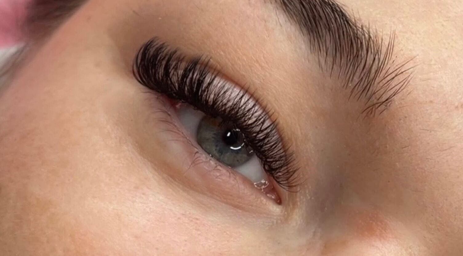 Close-up of elegant eyelash extensions at Beauté by s, Wilmslow, England, GB.