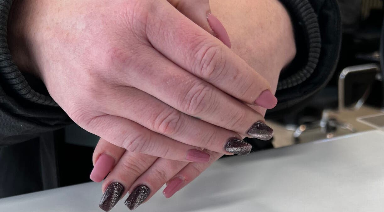 Beautiful nail art at The Nail Cabin - Muskoka, Huntsville, Ontario, CA showcasing glittery design.