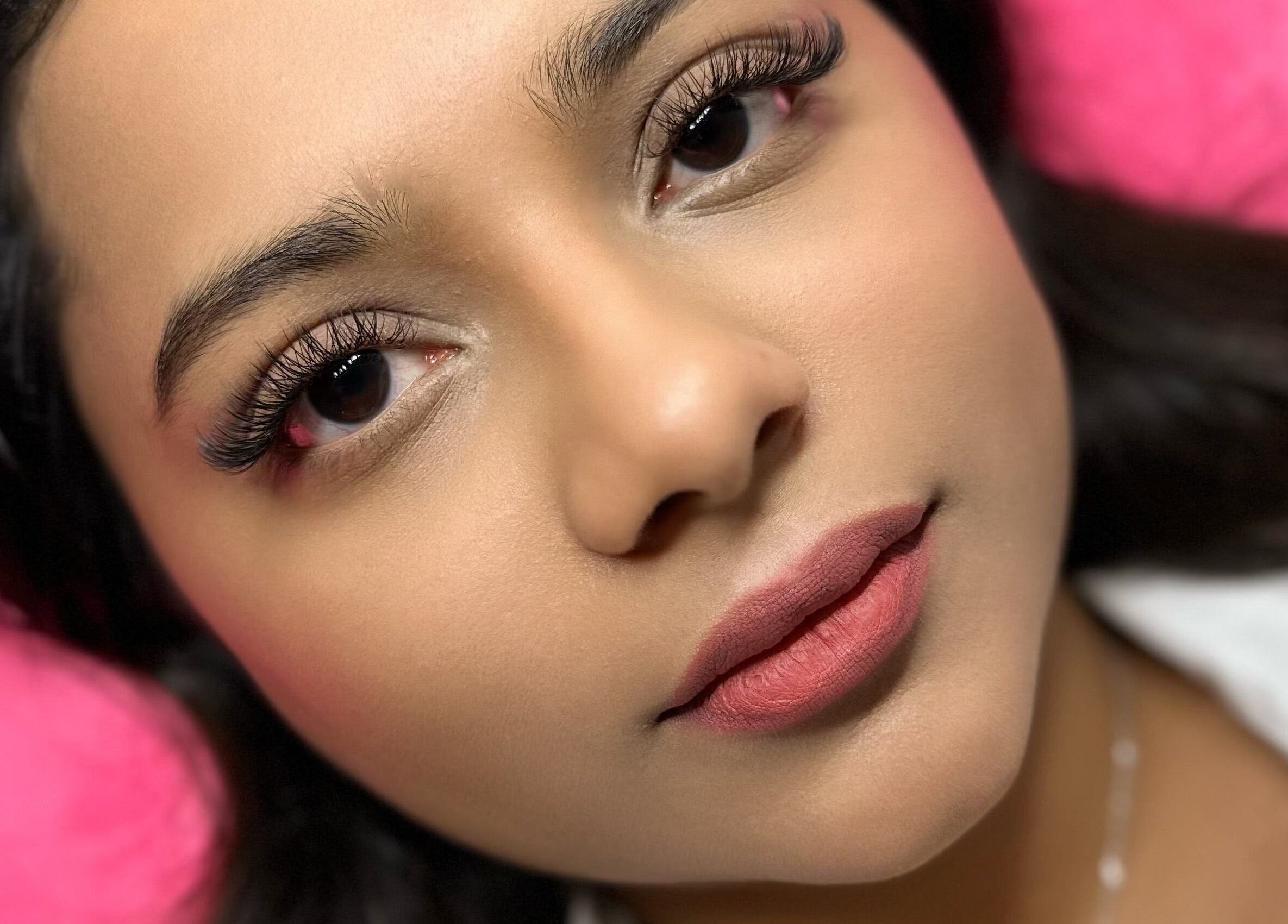 Close-up of beautifully done lashes and brows at Frances Lash & Brows Nort Van, Vancouver, British Columbia, CA.