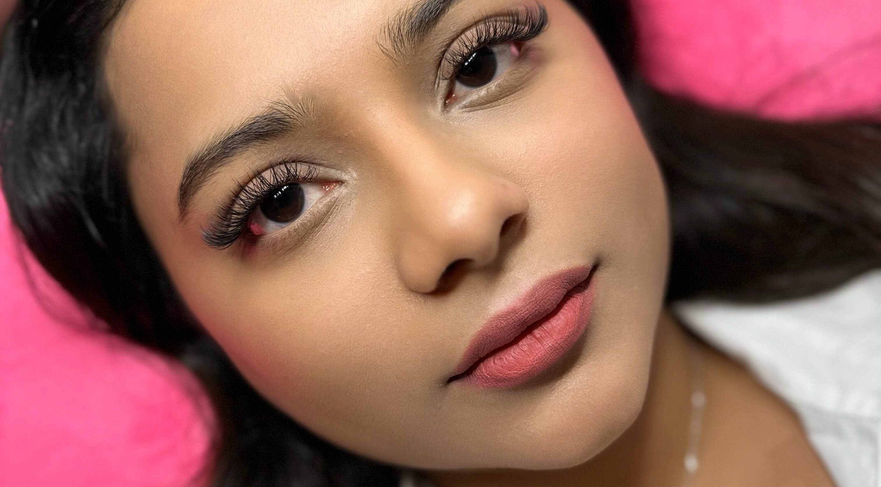 Close-up of beautifully done lashes and brows at Frances Lash & Brows Nort Van, Vancouver, British Columbia, CA.