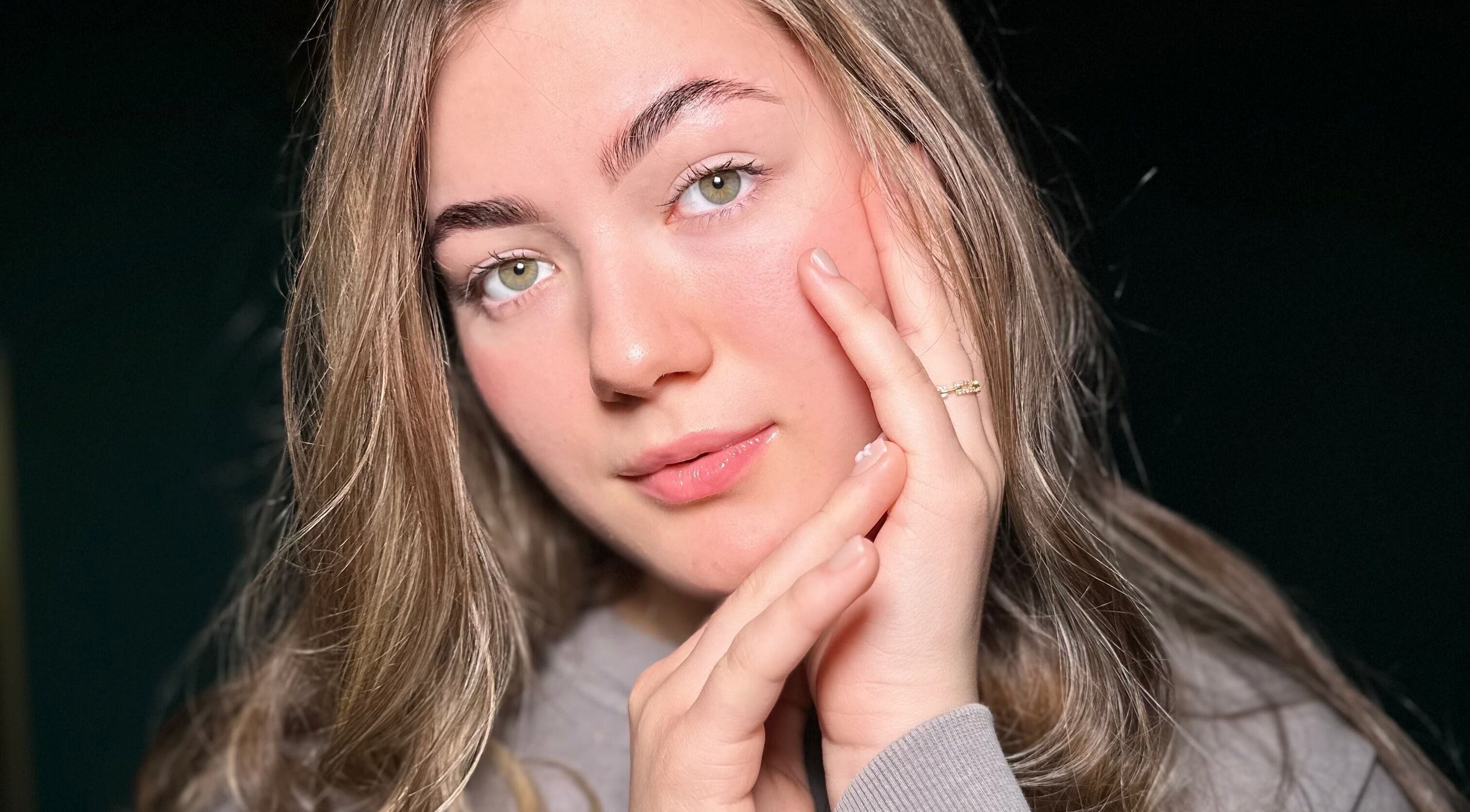 Close-up of model with flawless brows by Frances Lash & Brows Nort Van, Vancouver, British Columbia, CA.