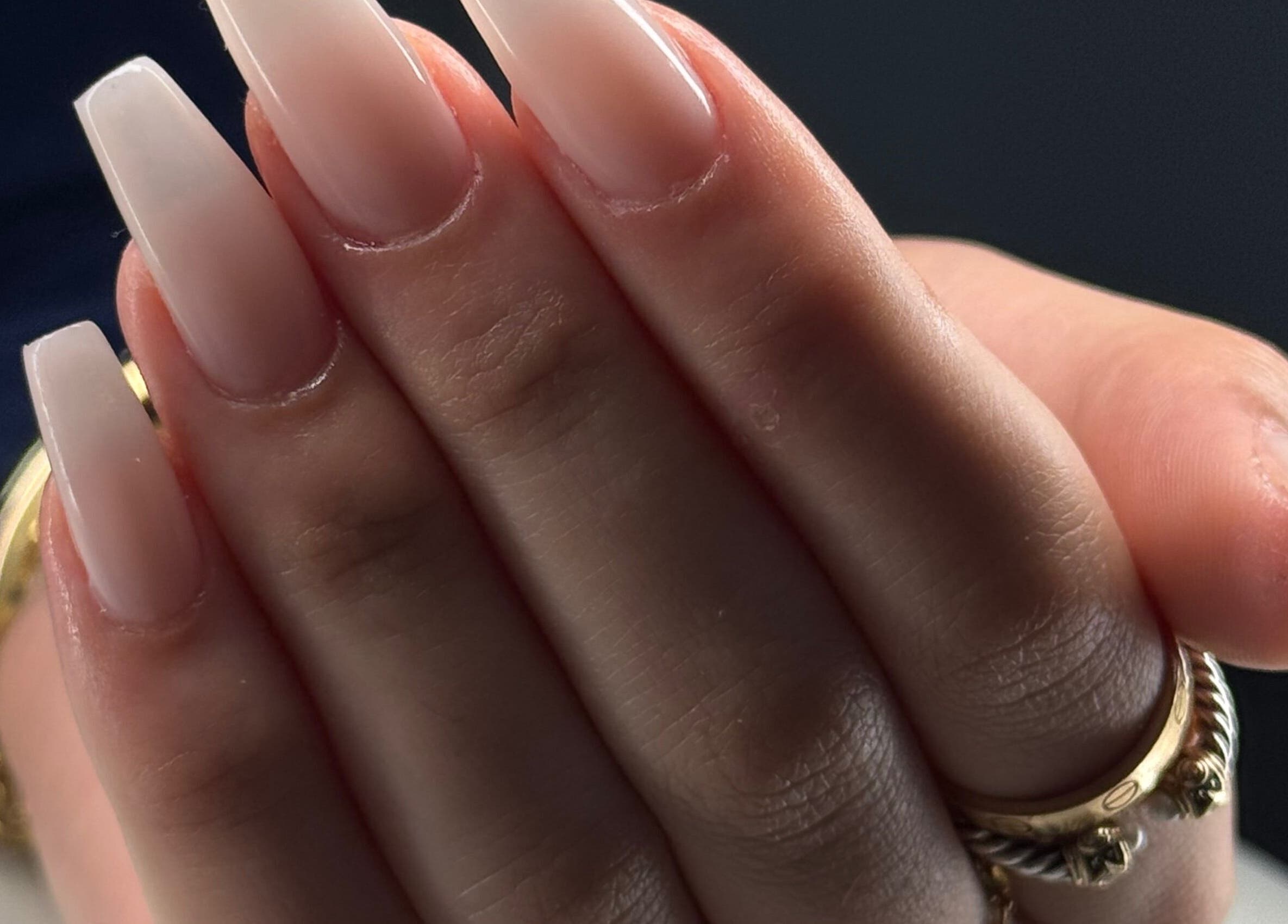 Elegant manicured nails in soft nude at nailsby_agnes, Glendale, California, US