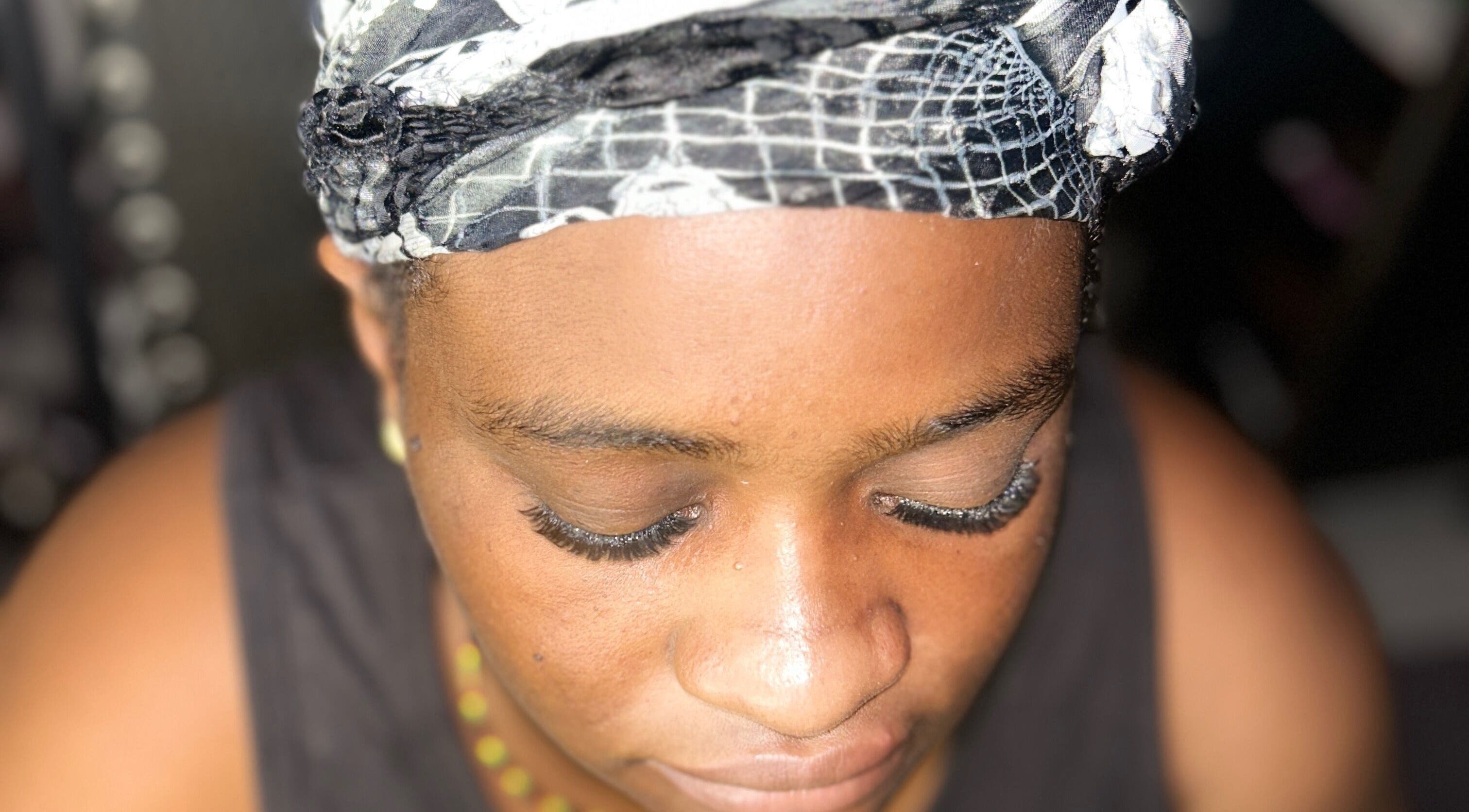 Close-up of elegant eyelash extensions at Trendsetters never die, Georgetown, Demerara-mahaica, GY.