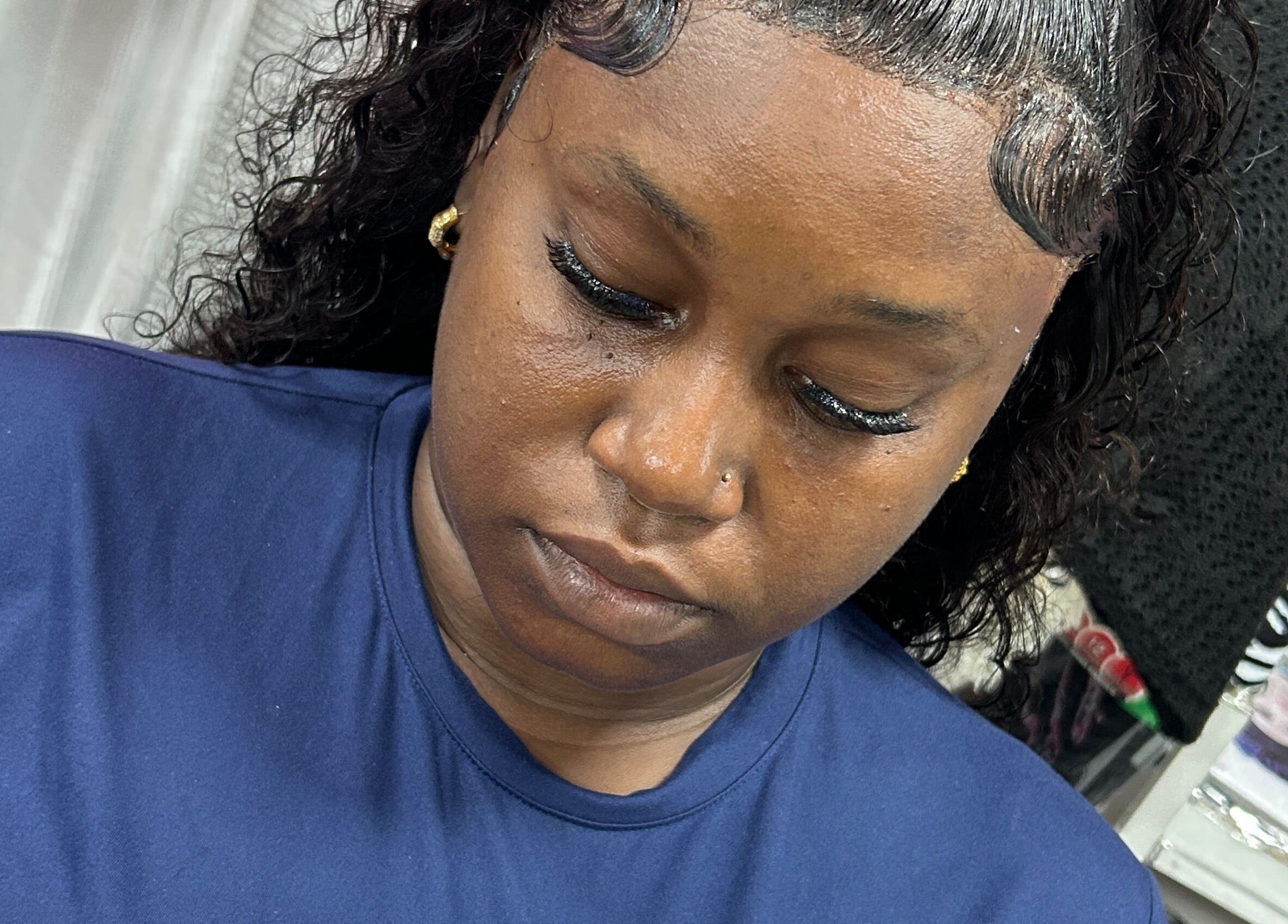 Client with styled hair at Trendsetters never die in Georgetown, Demerara-mahaica, GY.