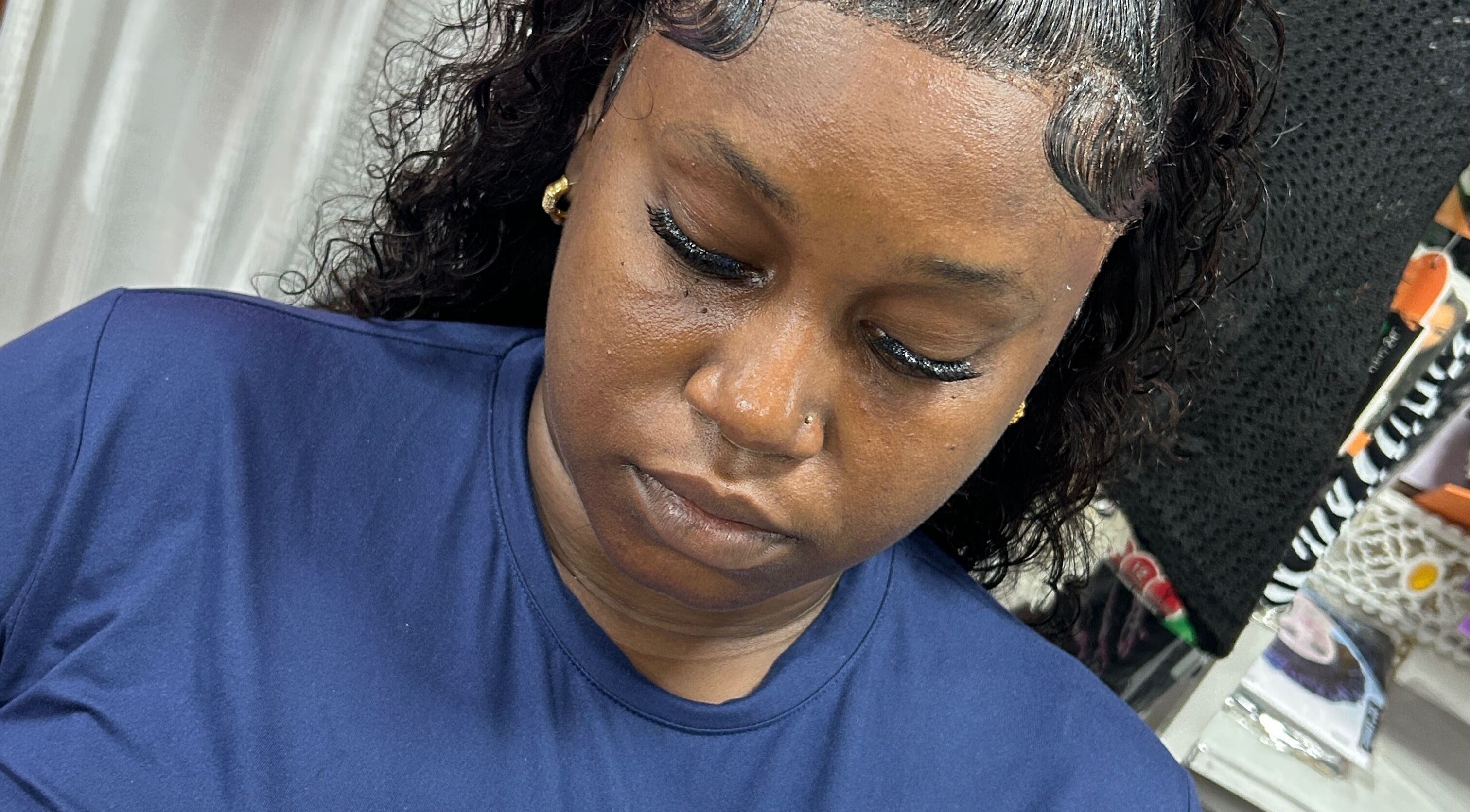 Client with styled hair at Trendsetters never die in Georgetown, Demerara-mahaica, GY.