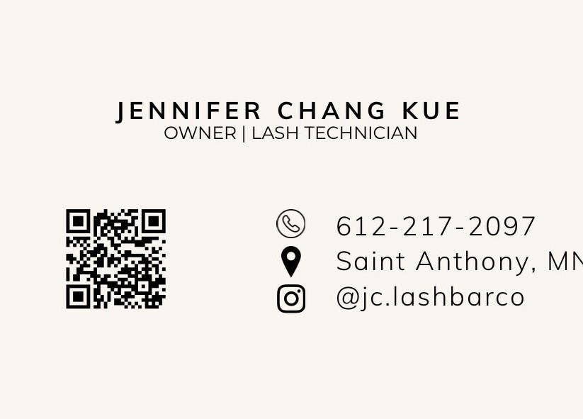 Business card for JC Lash Bar Company in Saint Anthony, Minnesota, US with contact information.