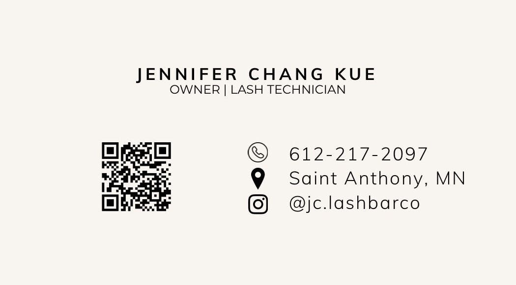 Business card for JC Lash Bar Company in Saint Anthony, Minnesota, US with contact information.