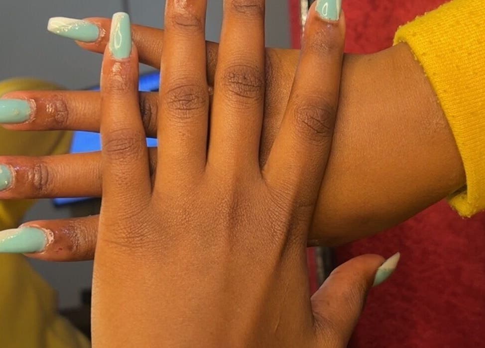 Mint green nail art at CANDIA BEAUTY, Nairobi, Nairobi County, KE, showcases detailed and stylish manicure.