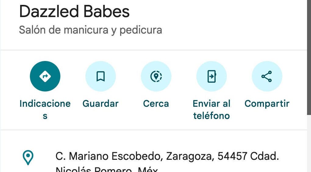 Vista del salón Dazzled Babes en C. Nicolás Romero, Estado De México, MX para servicios de manicura y pedicura.