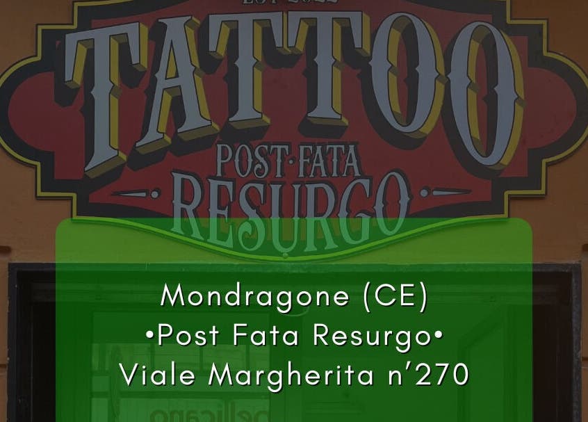 Insegna del salone Post Fata Resurgo a Mondragone, Campania, IT.