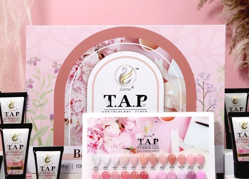 T.A.P. Hybrid Gel selection at Da Vi Nails, San Antonio, Texas, US showcases vibrant nail colors and quality products.