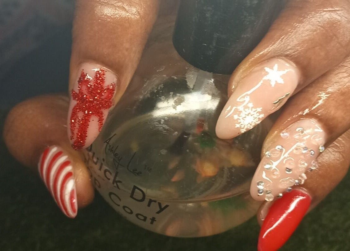 Close-up of festive nail art by Professional Pedicures by Kerry, San Juan, San Juan-laventille Regional Corporation, TT.