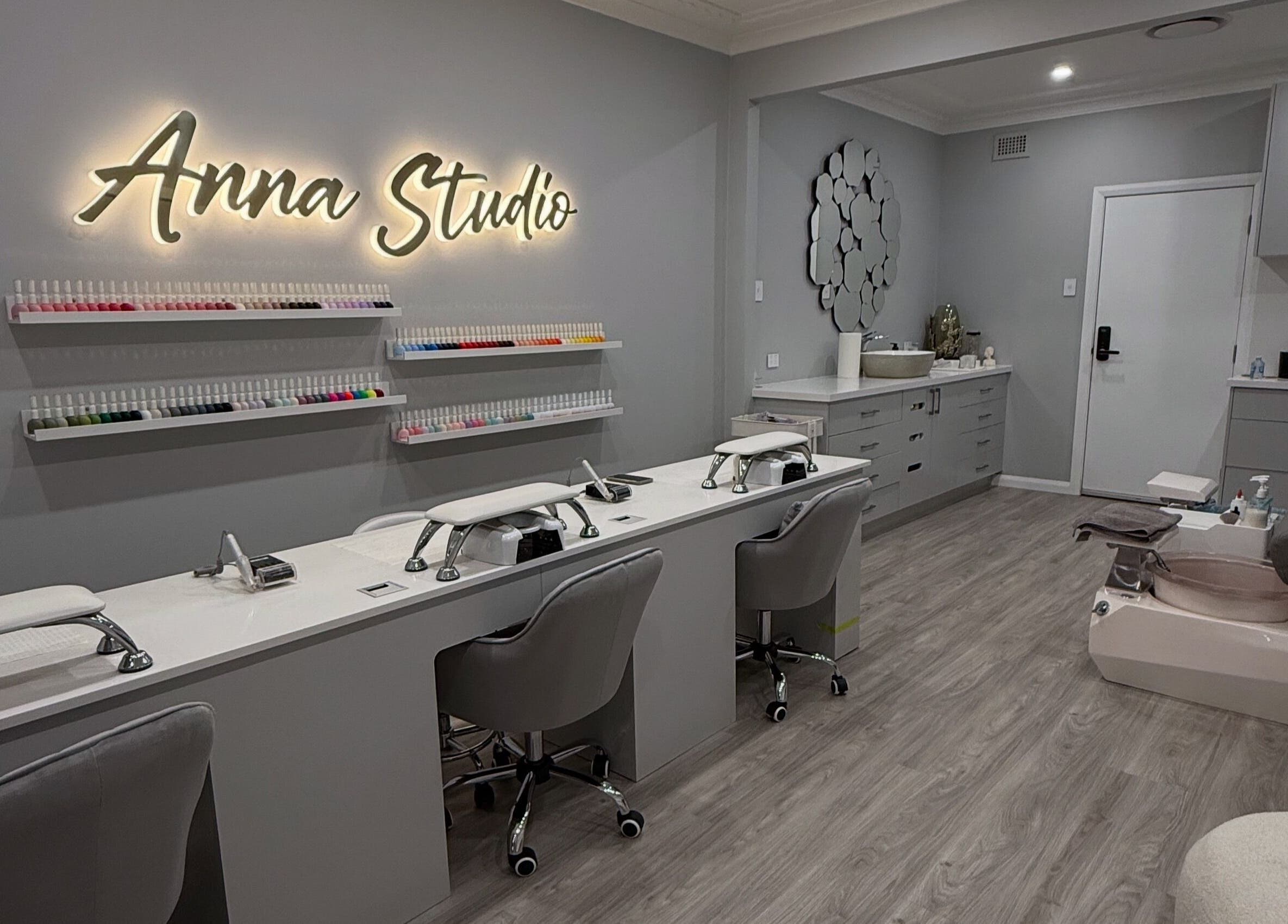 Anna Studio's chic interior with nail stations in Smithfield, New South Wales, AU.