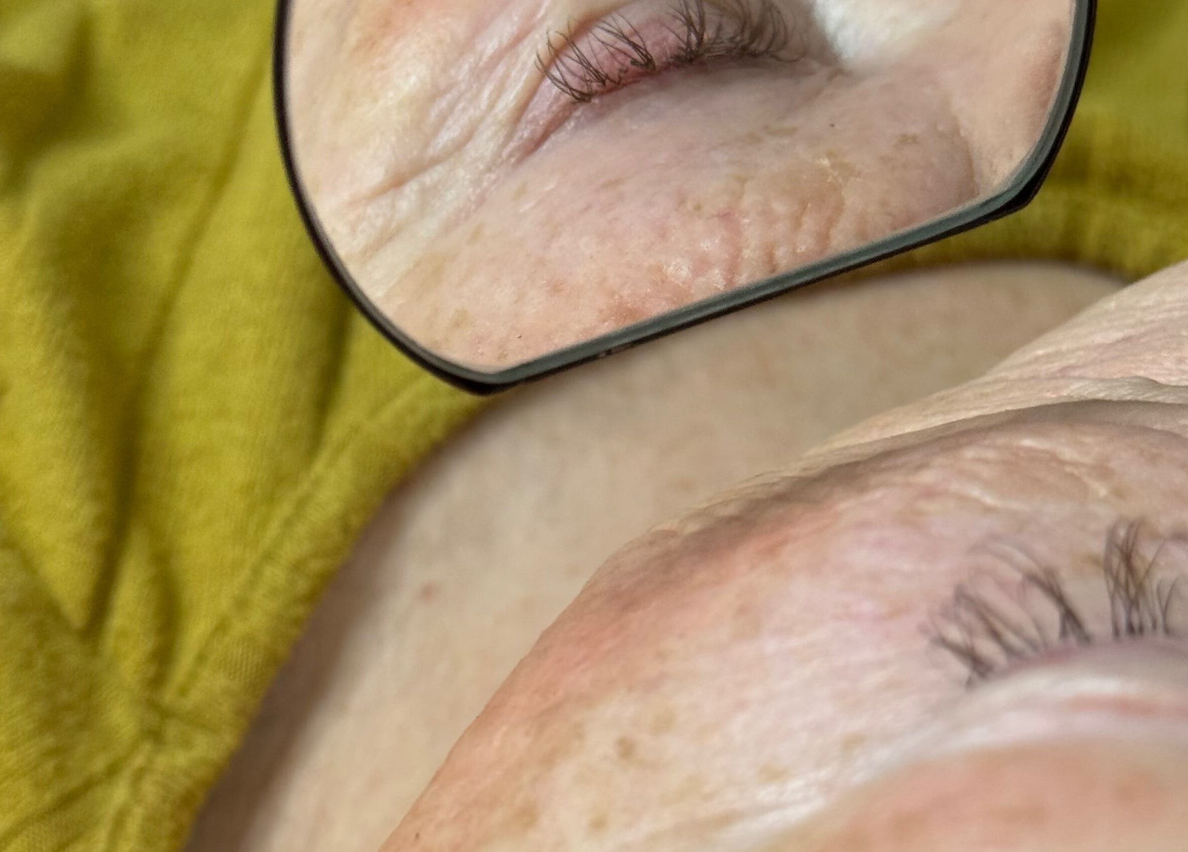 Close-up of eyelash reflection at MPLashes, Southport, England, GB, showcasing professional beauty care.