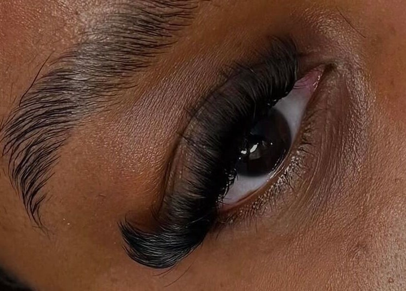 Close-up of elegant lash extensions at Fourah Cosmetics, Shifnal, England, GB, showcasing detailed application.