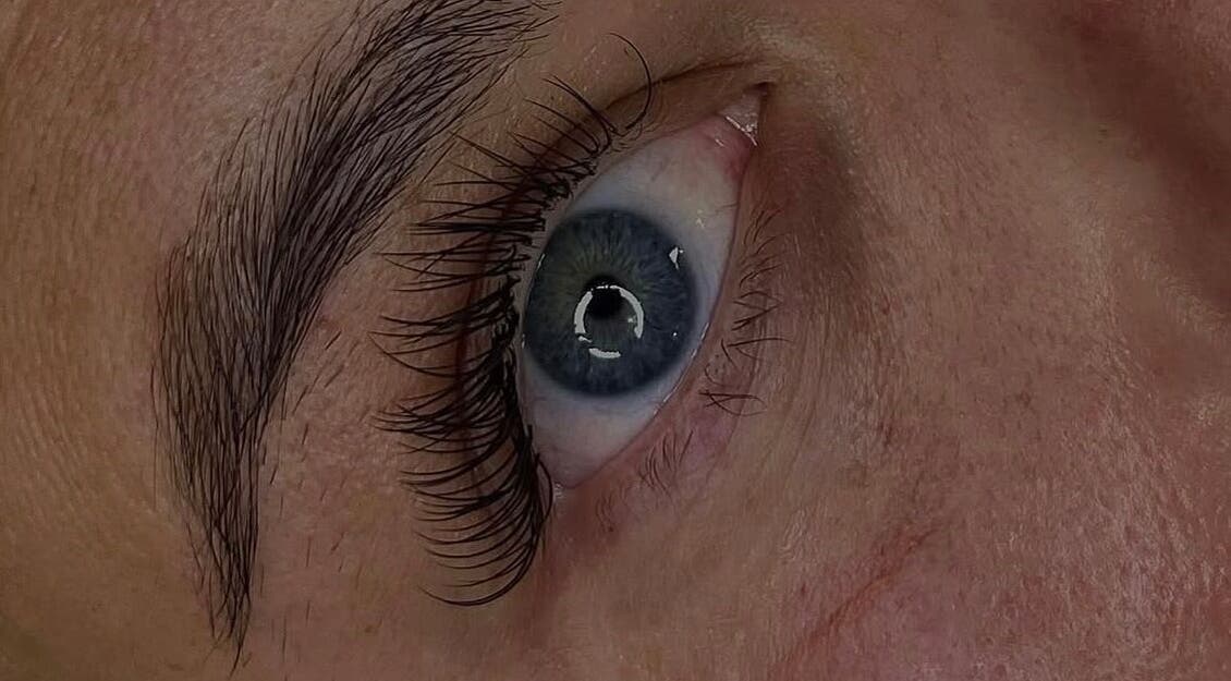 Close-up of enhanced lashes at Fourah Cosmetics, Shifnal, England, GB, highlighting expert beauty care.