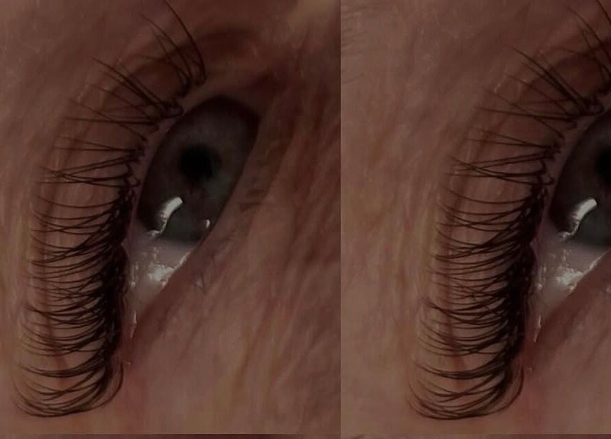 Close-up of perfectly curled eyelashes at Fourah Cosmetics, Shifnal, England, GB.