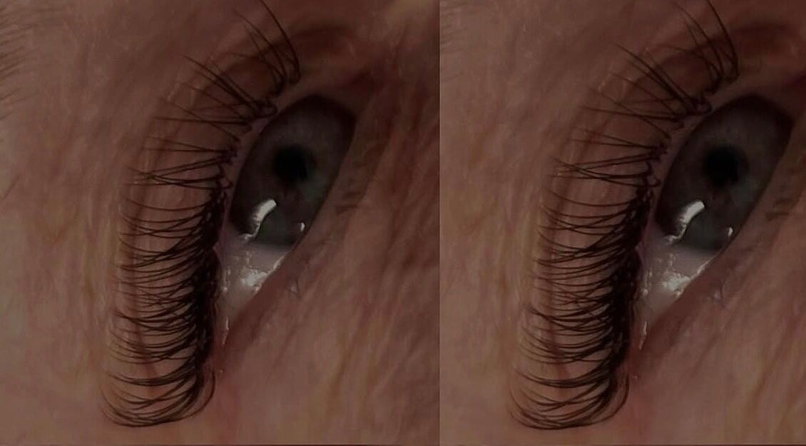 Close-up of perfectly curled eyelashes at Fourah Cosmetics, Shifnal, England, GB.