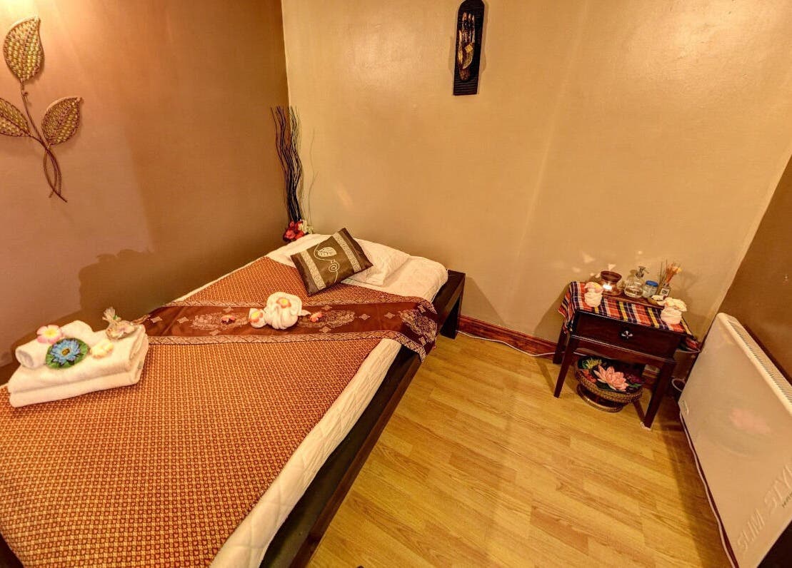 Peaceful treatment room at Reanthai Massage and Spa in Andover, England, GB.