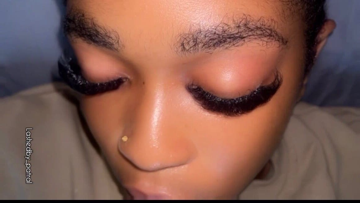Close-up of elegant eyelash extensions at lashedby_patral in Ikeja, Lagos, NG.