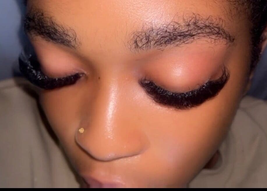 Close-up of elegant eyelash extensions at lashedby_patral in Ikeja, Lagos, NG.