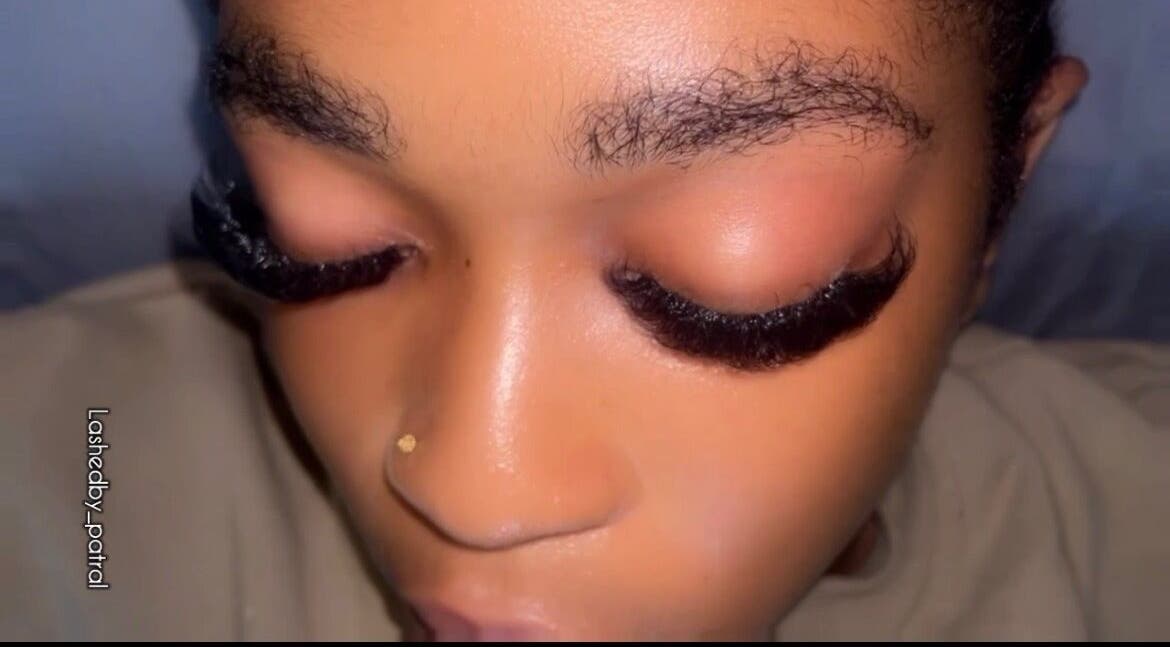 Close-up of elegant eyelash extensions at lashedby_patral in Ikeja, Lagos, NG.