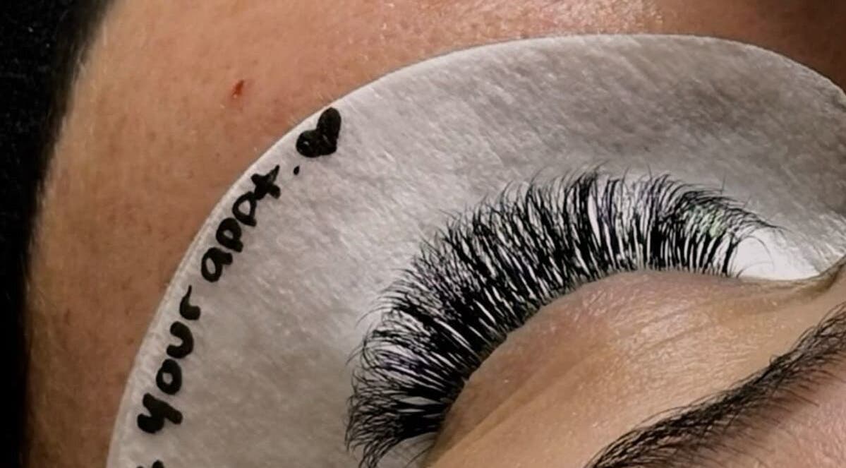 Close-up of expertly applied eyelash extensions at lashedby_patral, Ikeja, Lagos, NG.