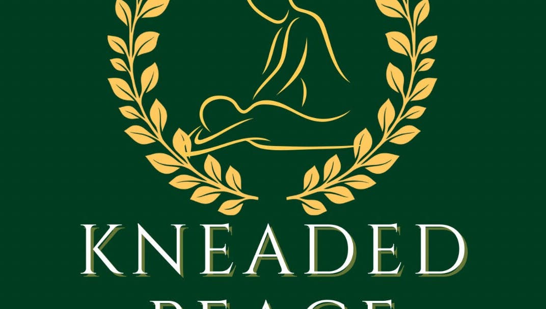 Logo of Kneaded Peace with laurel wreath, located in London, England, GB, symbolizing wellness and tranquility.