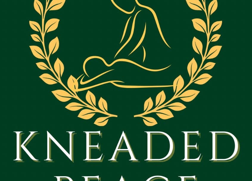 Logo of Kneaded Peace with laurel wreath, located in London, England, GB, symbolizing wellness and tranquility.