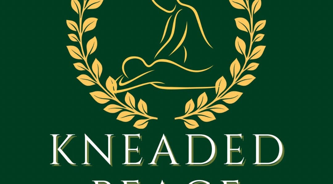 Logo of Kneaded Peace with laurel wreath, located in London, England, GB, symbolizing wellness and tranquility.