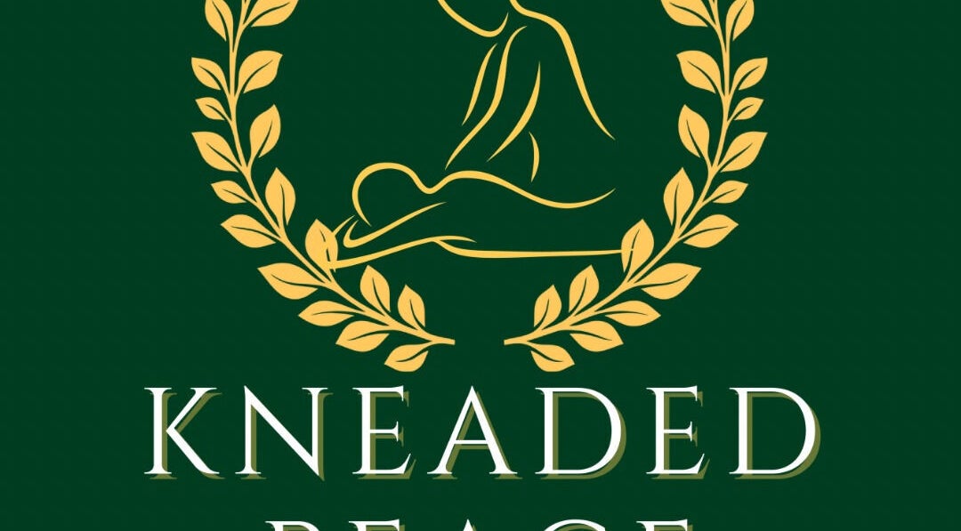 Logo of Kneaded Peace with laurel wreath, located in London, England, GB, symbolizing wellness and tranquility.
