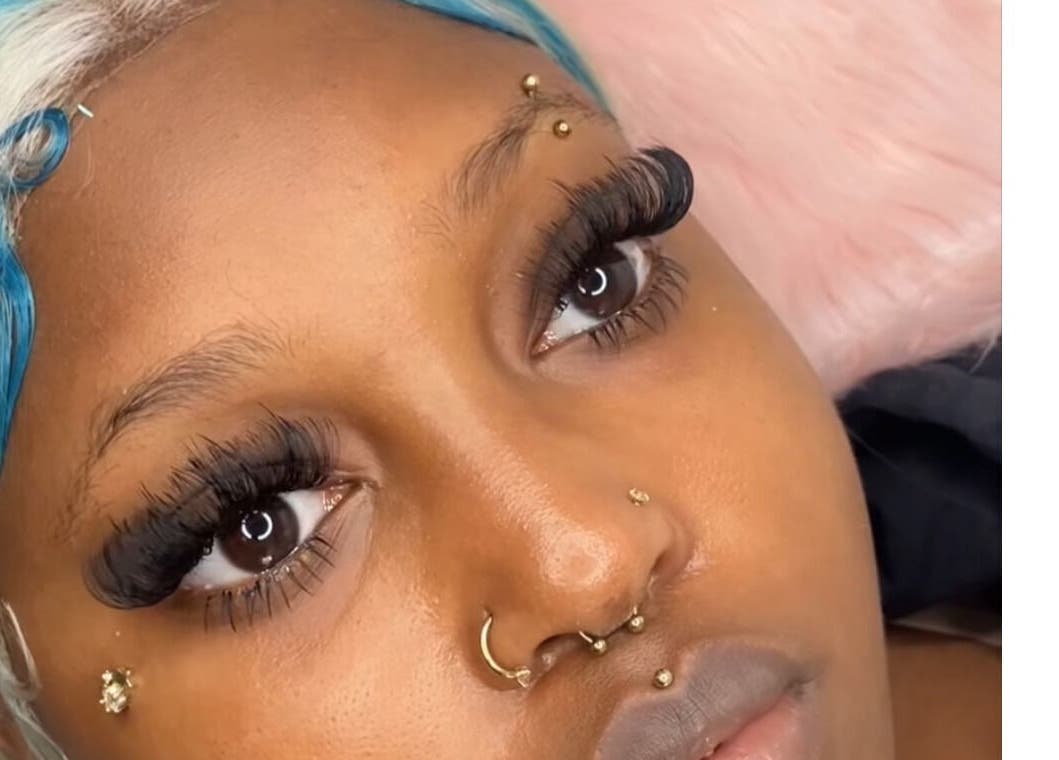 Close-up of exquisite eyelash extensions at B’LuxRoseLashesllc, Orlando, Florida, US.