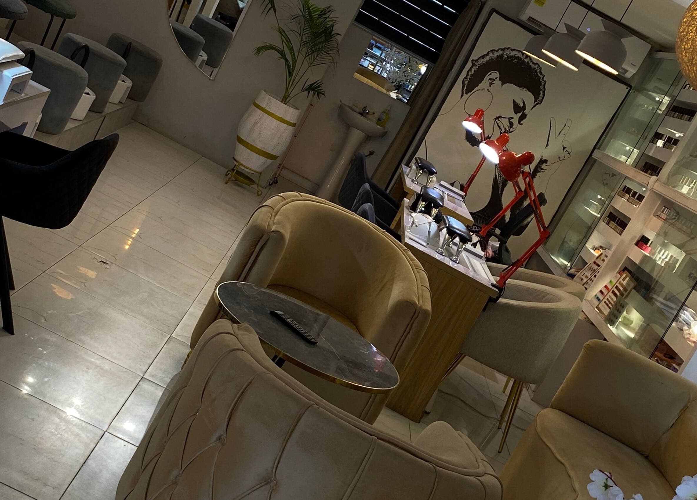 Elegant seating and nail stations at Everything Nails & Spa in Accra, Greater Accra Region, GH.