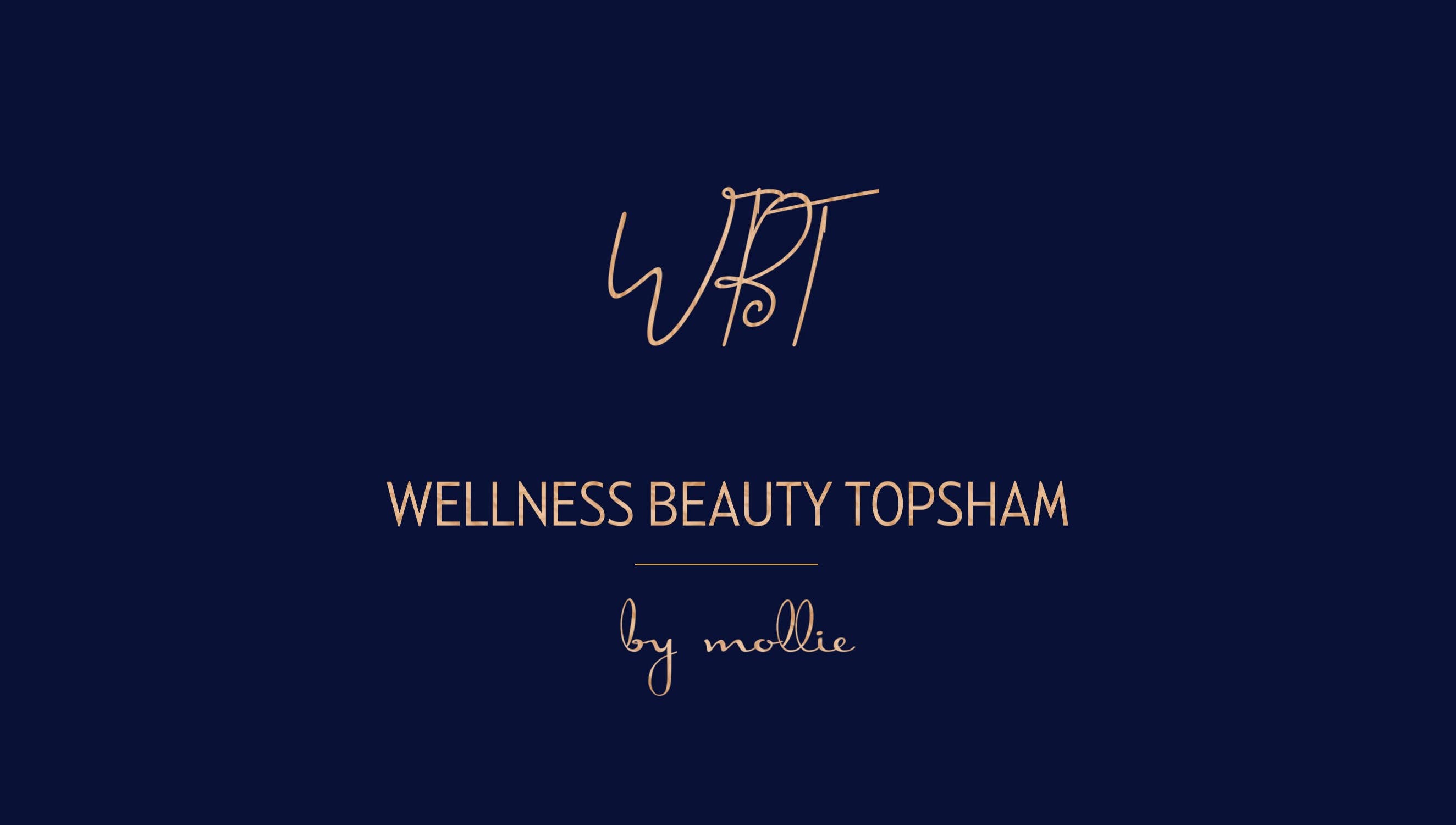 Elegant gold logo for Wellbeing Beauty & Skin Topsham, Exeter, England, GB, featuring sophisticated script.