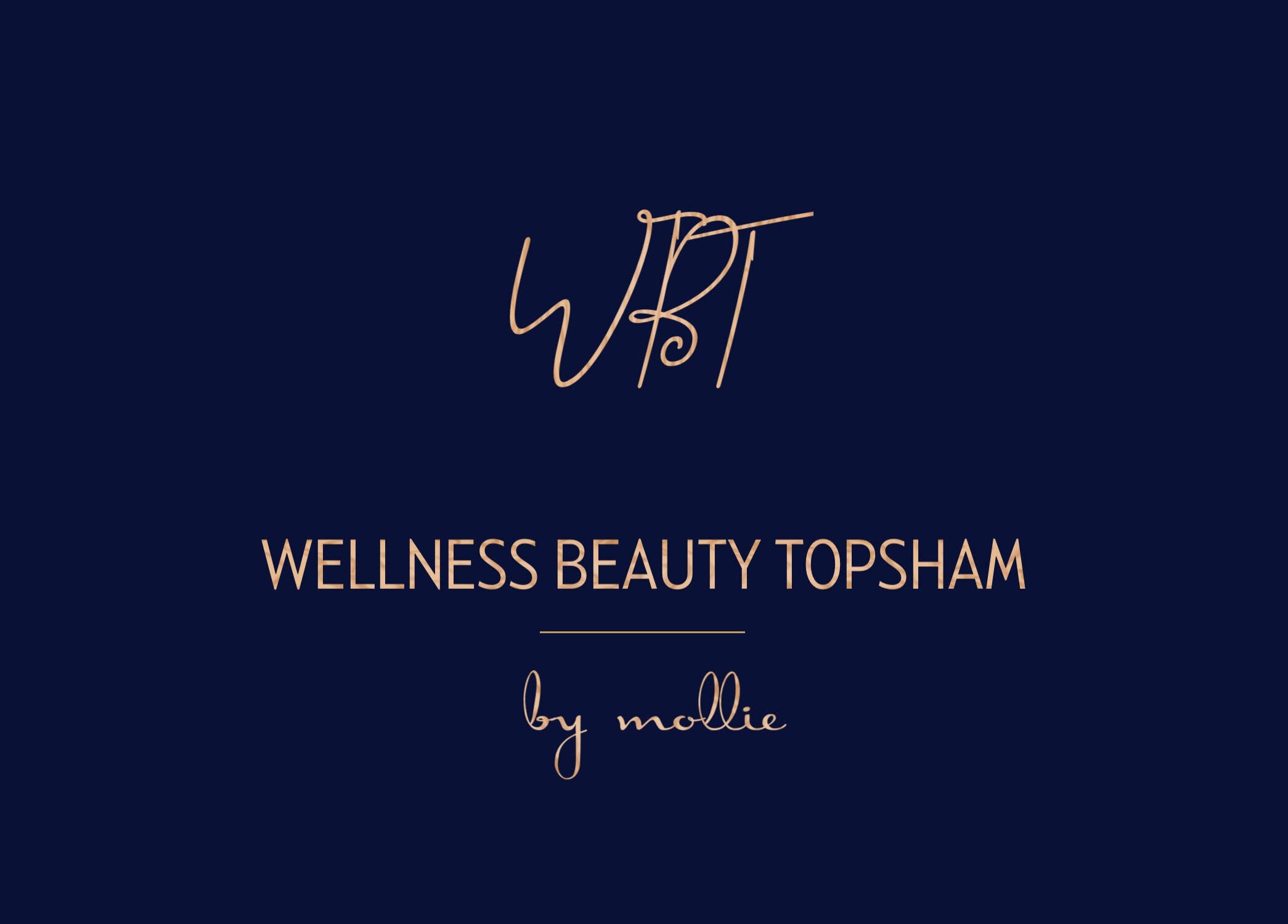 Elegant gold logo for Wellbeing Beauty & Skin Topsham, Exeter, England, GB, featuring sophisticated script.