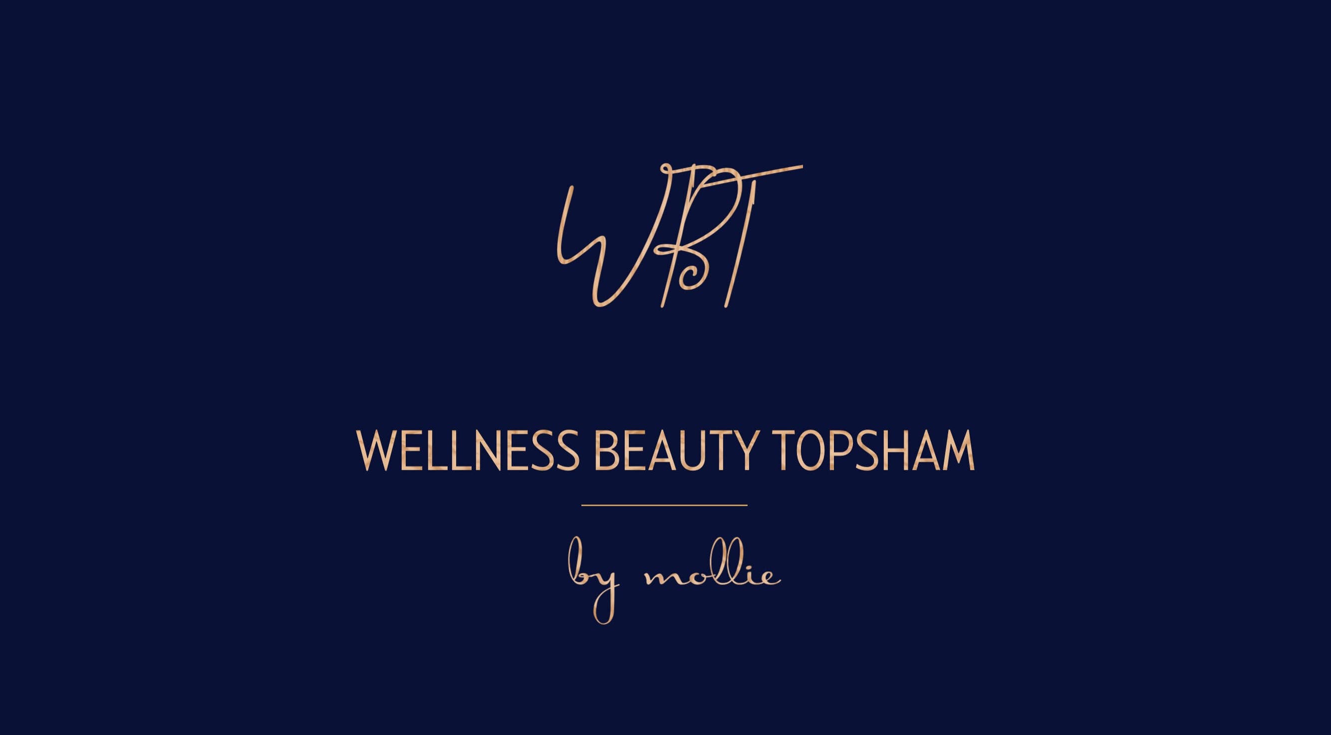 Elegant gold logo for Wellbeing Beauty & Skin Topsham, Exeter, England, GB, featuring sophisticated script.