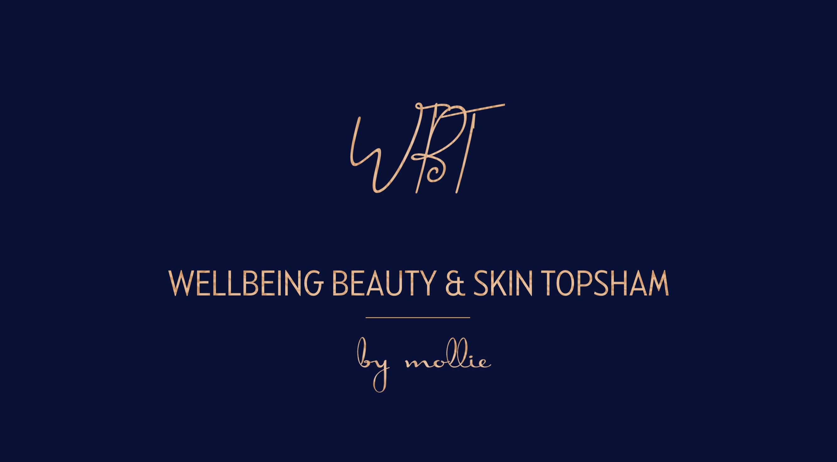 Wellbeing Beauty & Skin Topsham logo in elegant script, Exeter, England, GB.