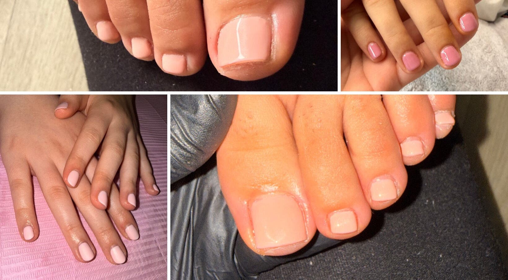 Manicured nails at R.M.Beauty and Spa, Evesham, England, GB showcasing elegant polish designs.