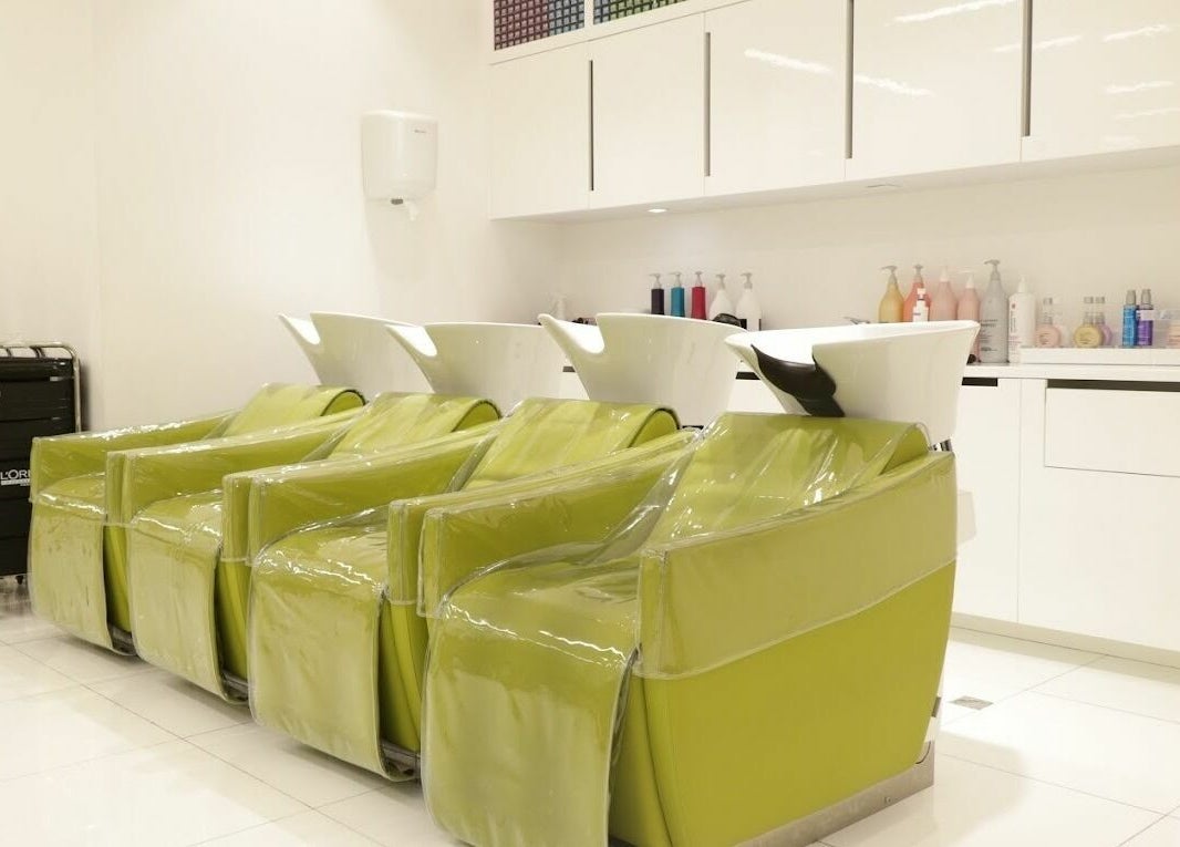 Contemporary hair washing station at Physiomins Beauty Lounge Al Forsan Branch in Abu Dhabi, Abu Dhabi, AE.