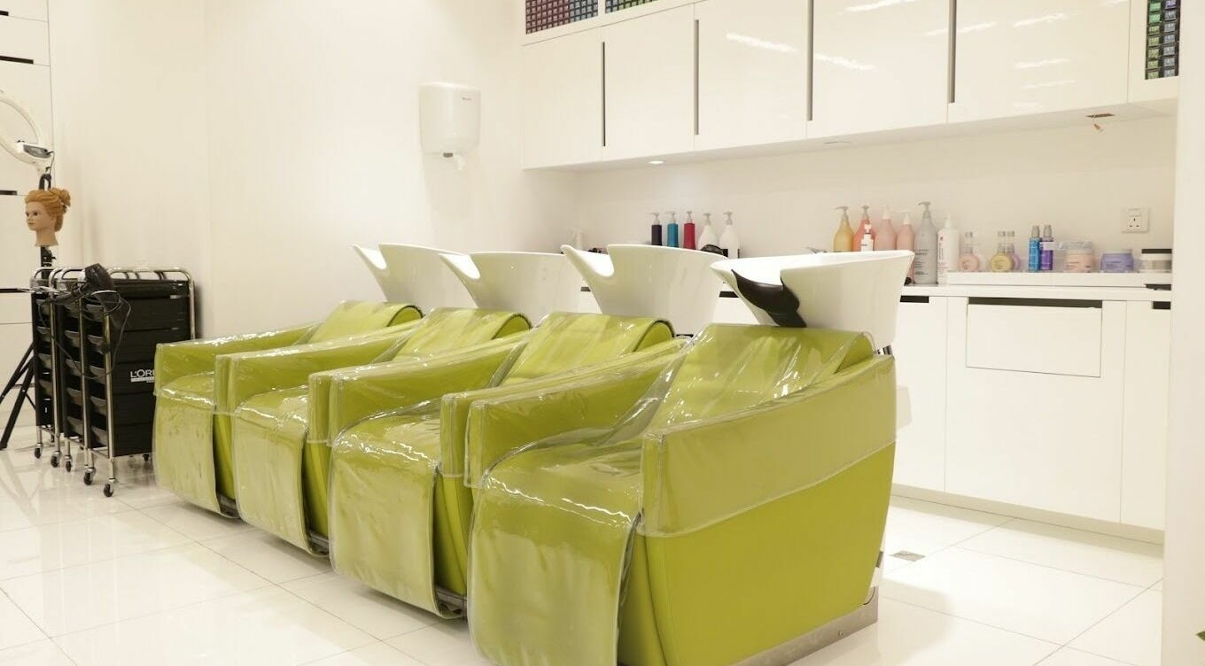 Contemporary hair washing station at Physiomins Beauty Lounge Al Forsan Branch in Abu Dhabi, Abu Dhabi, AE.