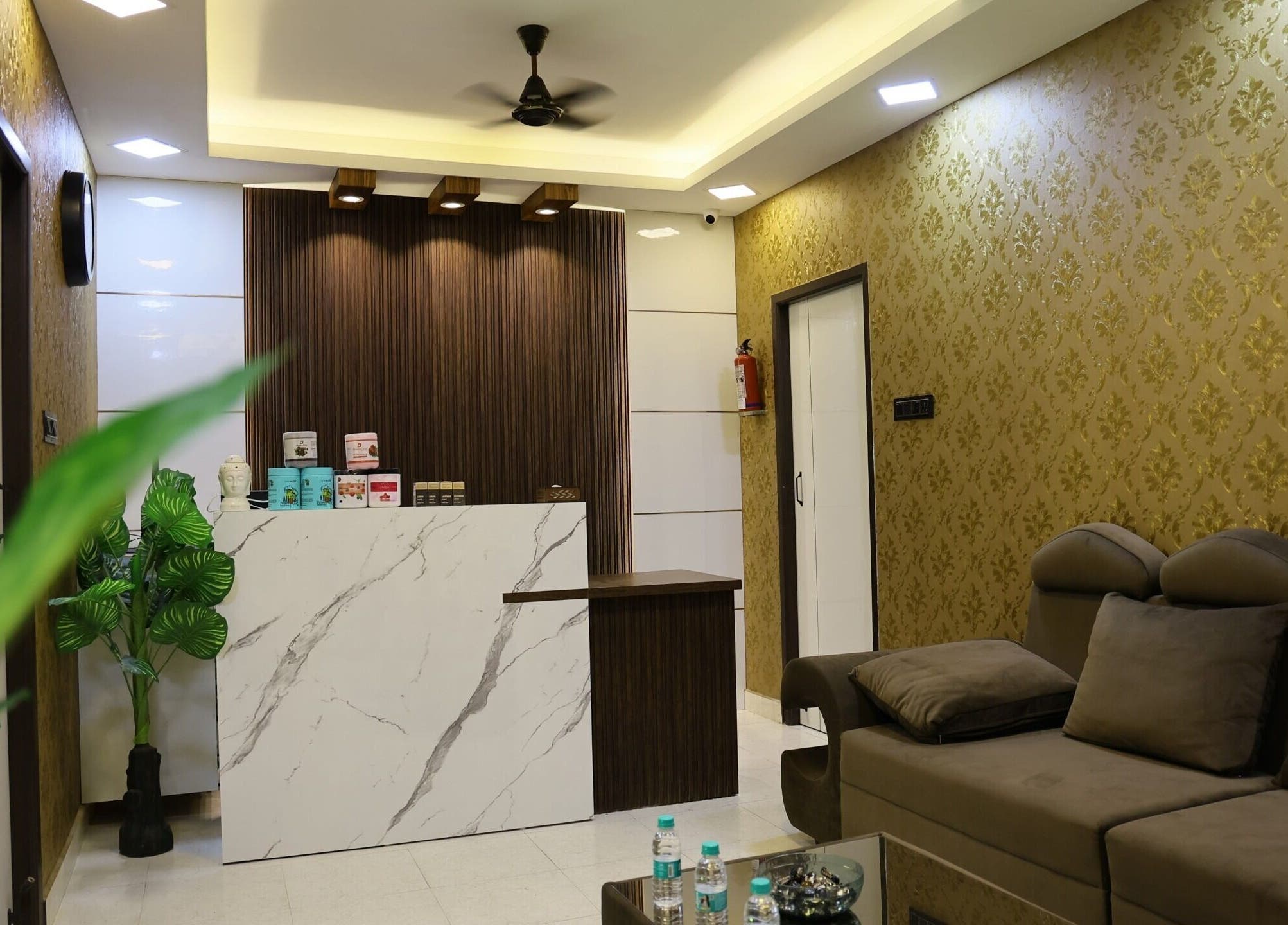 Reception area at Blue Lounge Spa Kolathur, an inviting and luxurious space in Chennai, Tamil Nadu, IN.